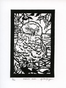 Snowy Owl linocut print